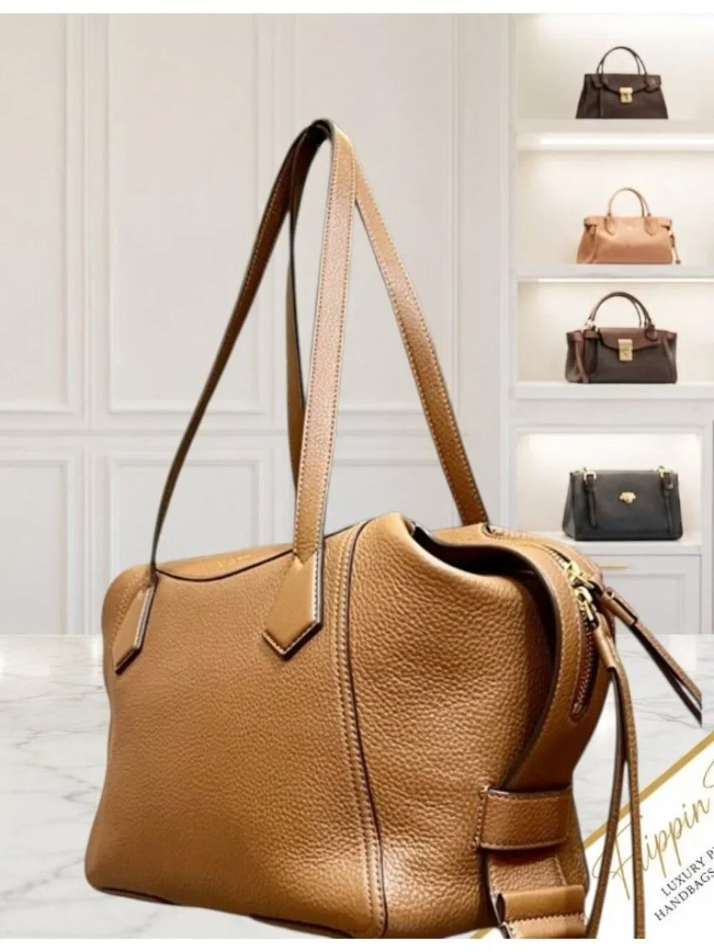 AUTHENTIC TORY BURCH CAMEL BROWN PERRY SATCHEL HANDBAG
